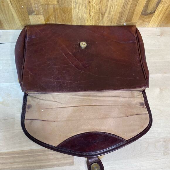 Oroton Vintage Brown Leather Envelop Snap Clutch - Picture 4 of 8